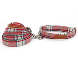 pink plaid  dog collar  with bow tie matel  buckle  cotton fabric  dog &cat necklace dog collar pet supply