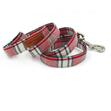 pink plaid  dog collar  with bow tie matel  buckle  cotton fabric  dog &cat necklace dog collar pet supply